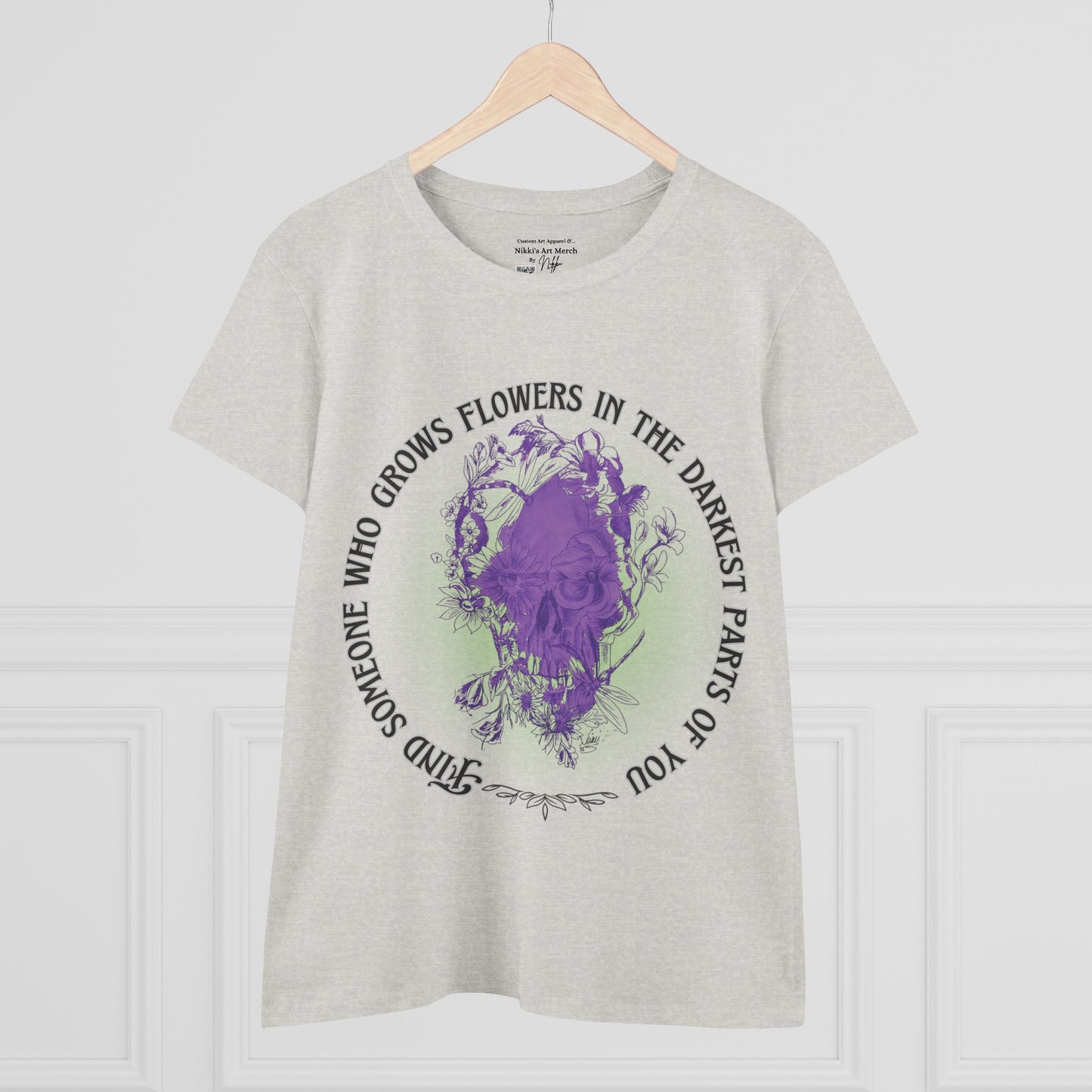 Floral Skull Tattoo Quote T-Shirt by Nikki