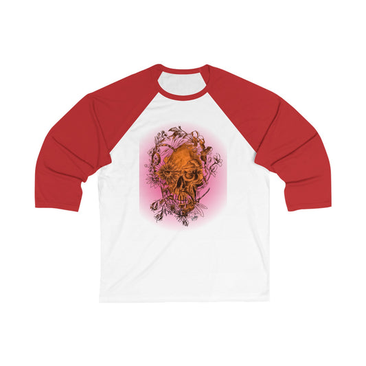 Floral Skull Tattoo by Nikki - Unisex 3\4 Sleeve Baseball Tee