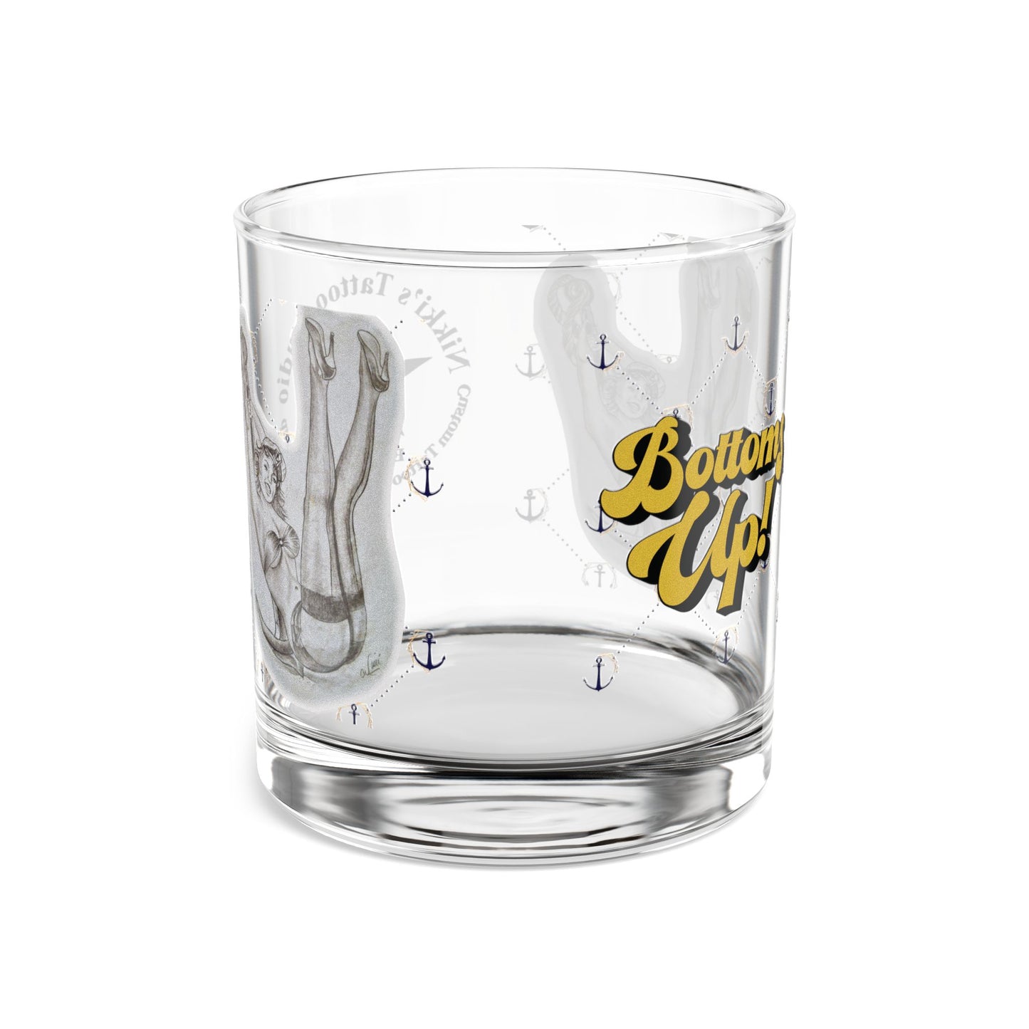 Rocks Glass - Bottom's Up Pin Up Sailor Girl by Nikki