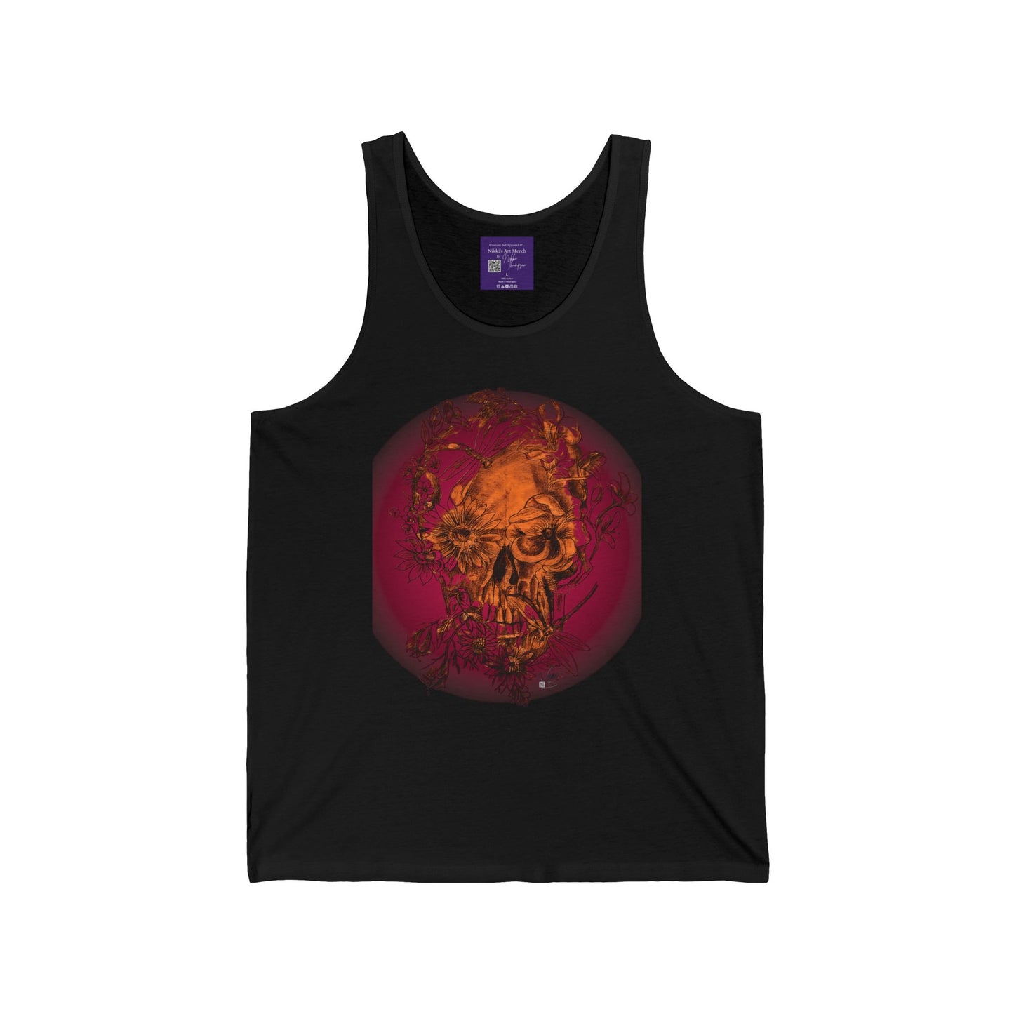 Floral Skull Tattoo by Nikki - Unisex Jersey Tank