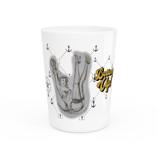 Shot Glass - Pin Up Sailor Girl Bottoms Up by Nikki
