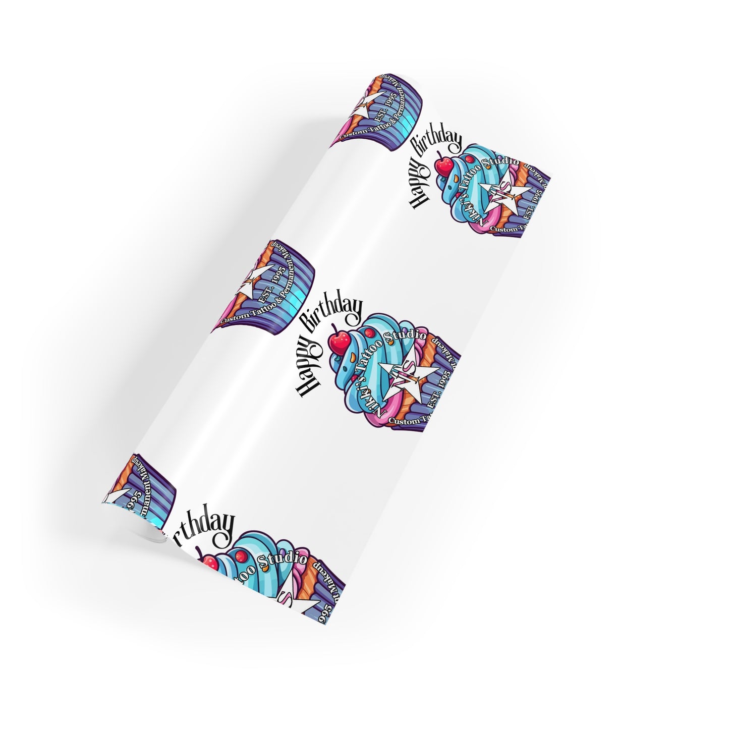 Nikki's Tattoo Studio - BIRTHDAY Cupcake Gift Wrapping Paper Rolls, 1pc