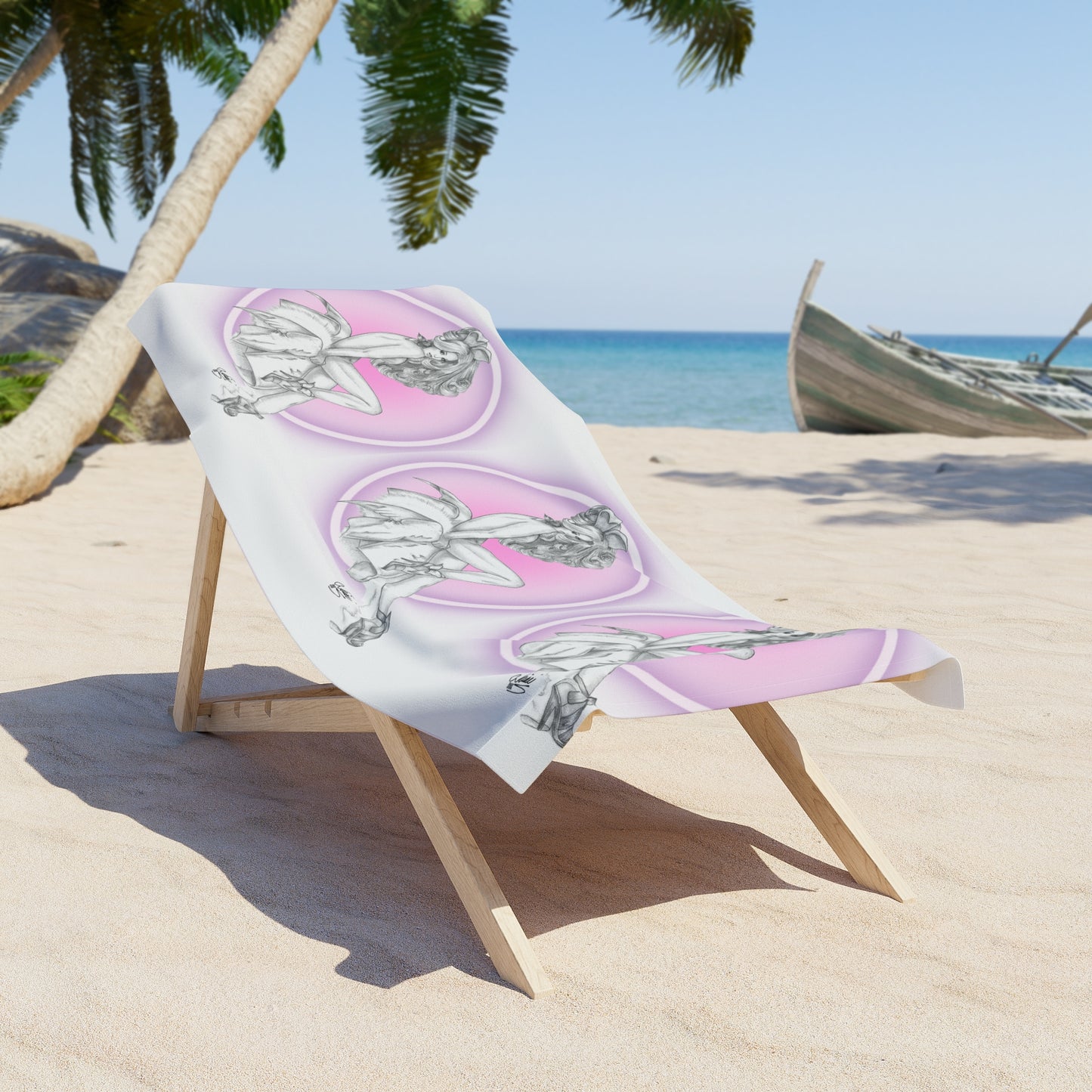 Beach Towel - Pretty Bunny Pin Up by Nikki