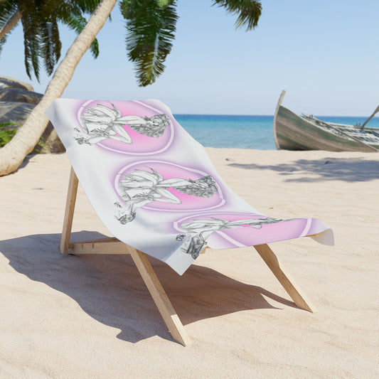 Beach Towel - Pretty Bunny Pin Up by Nikki