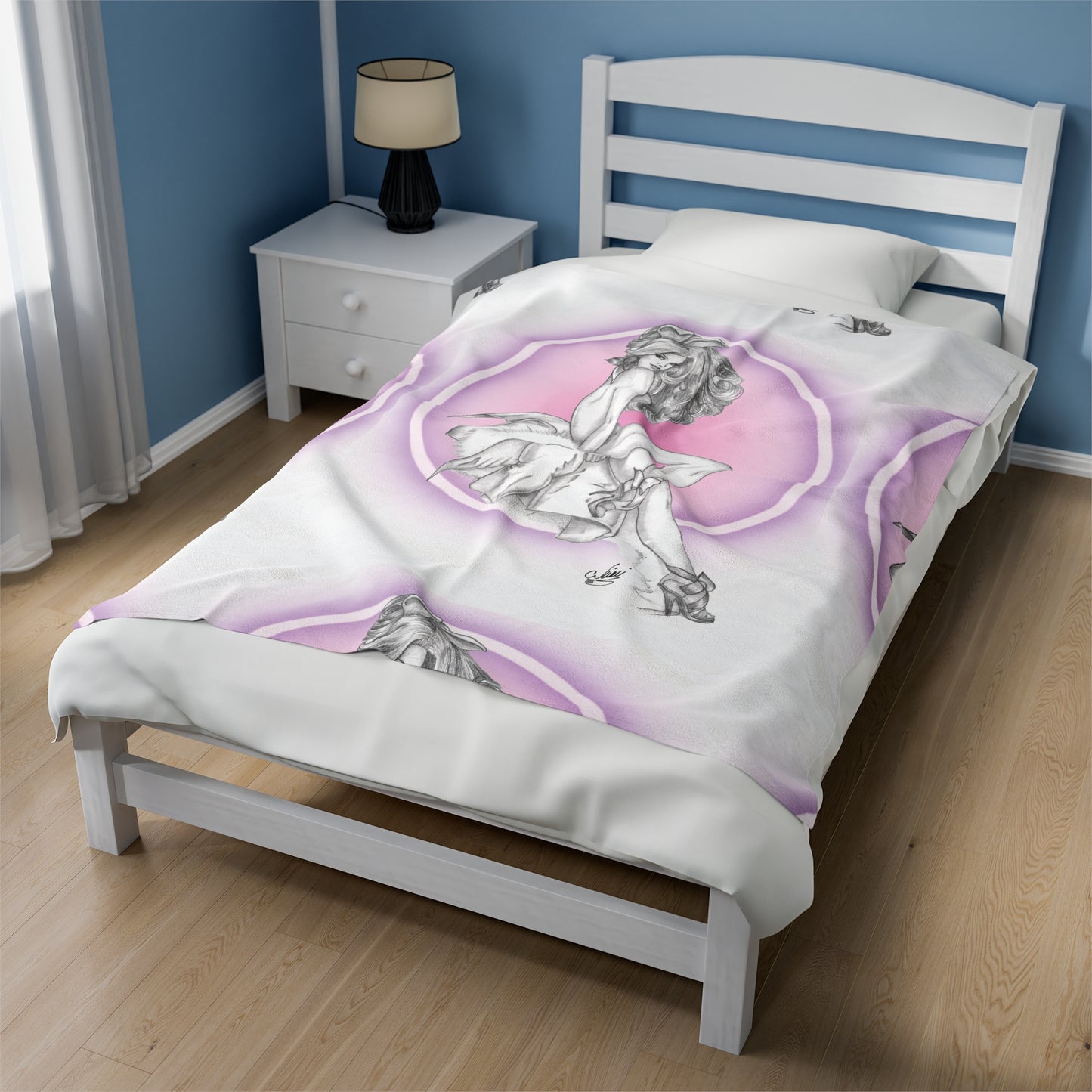 Blanket Velveteen Plush - Pretty Bunny Pin Up by Nikki