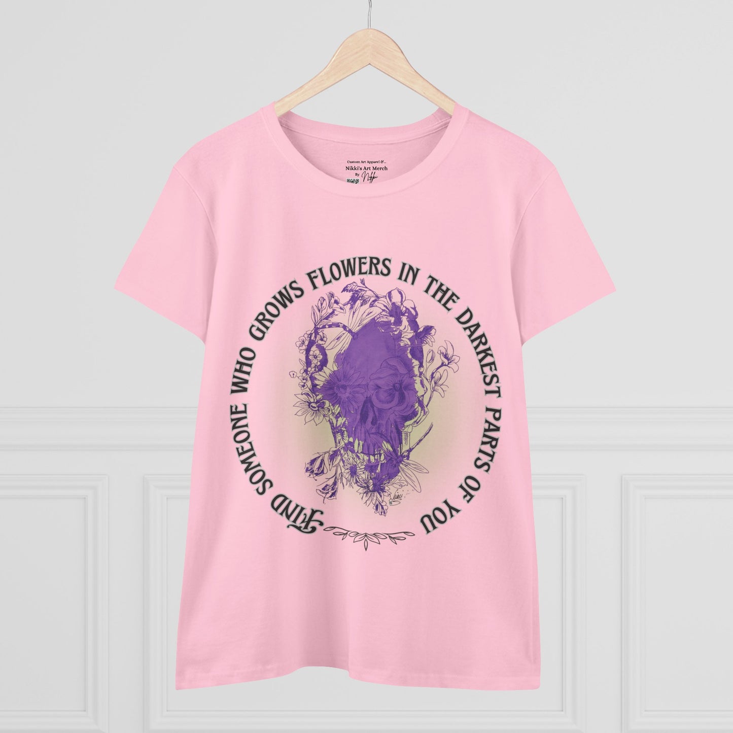 Floral Skull Tattoo Quote T-Shirt by Nikki