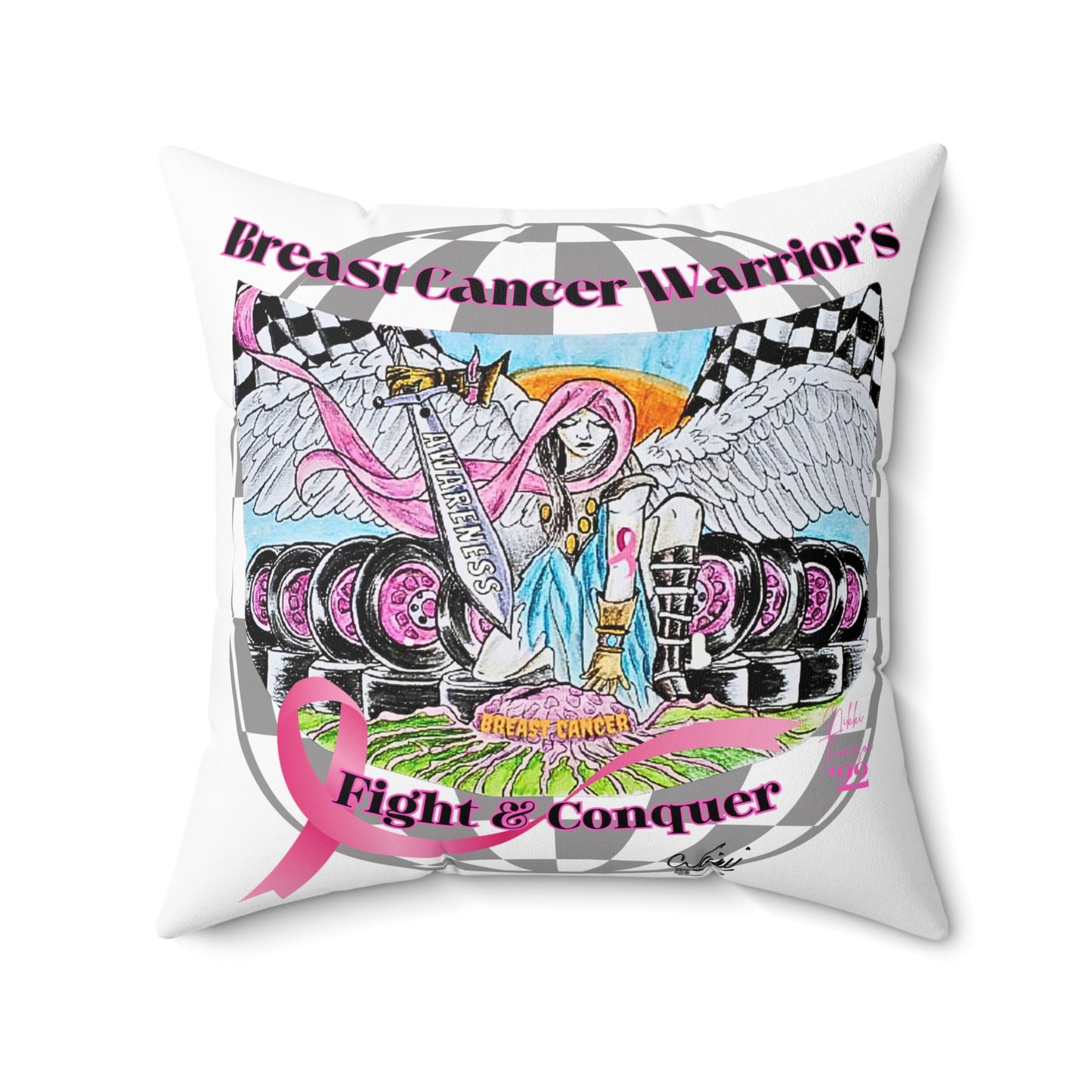Pillow - Breast Cancer Warrior by Nikki