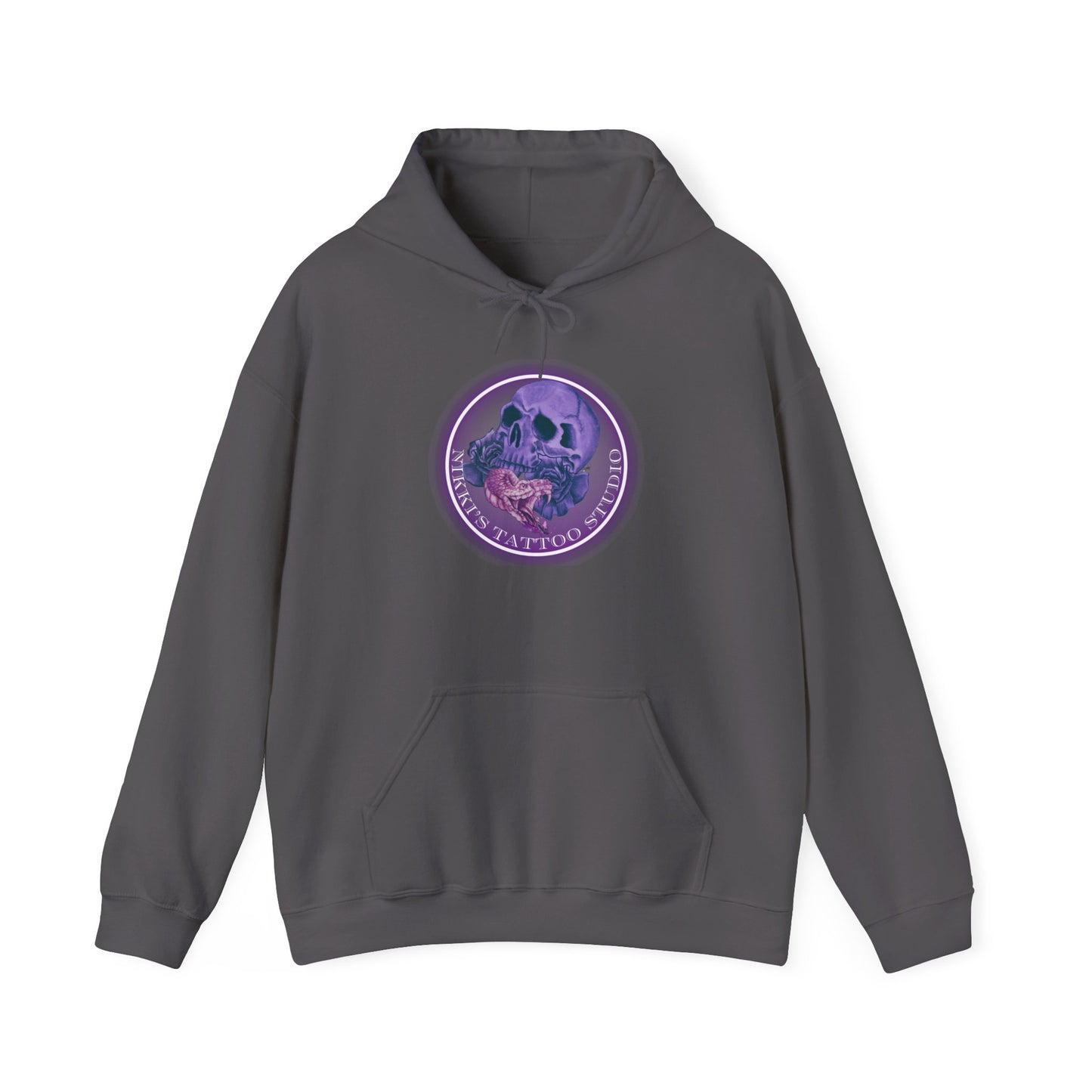 Hooded Sweatshirt - Nikki's Tattoo Studio Snake and Skull by Nikki