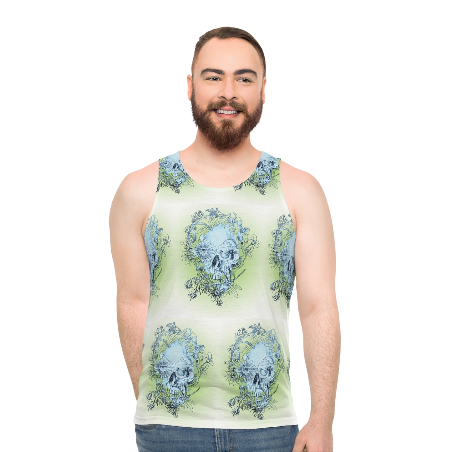 Floral Skull Tattoo by Nikki - Unisex Tank Top