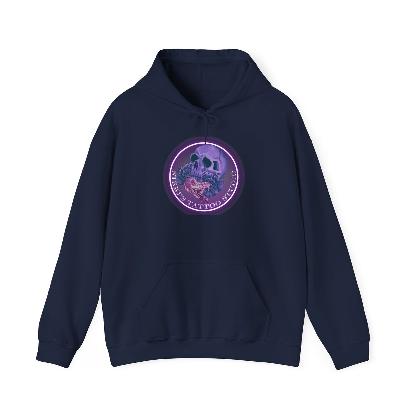 Hooded Sweatshirt - Nikki's Tattoo Studio Snake and Skull by Nikki