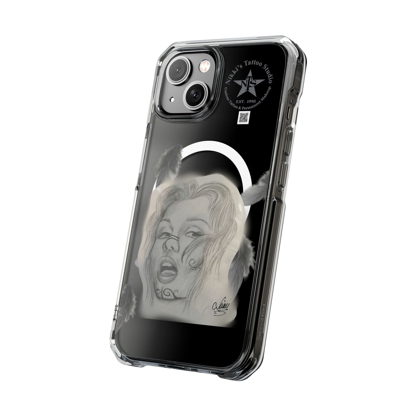 Phone Case iPhone 14, iPhone 15 - Painted Lady Face by Nikki