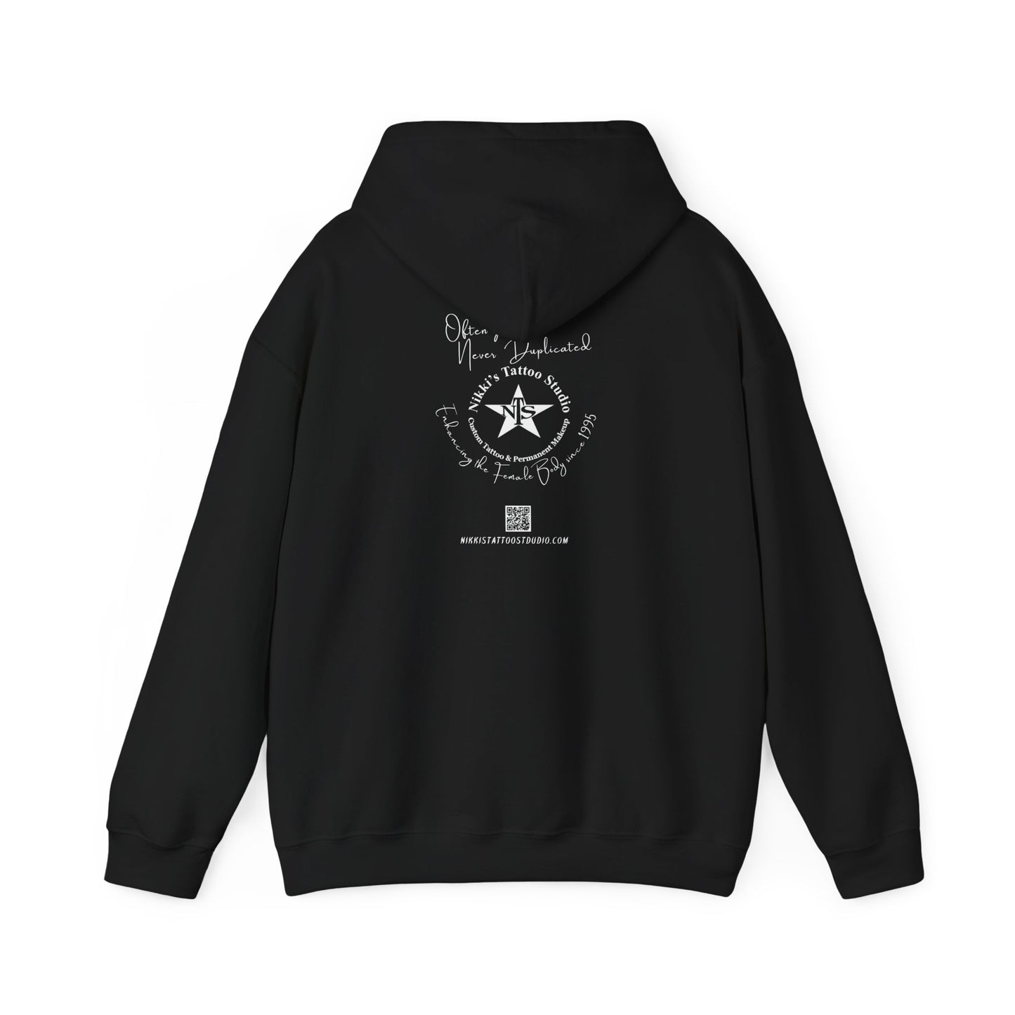 Hooded Sweatshirt - Nikki's Tattoo Studio Snake and Skull by Nikki