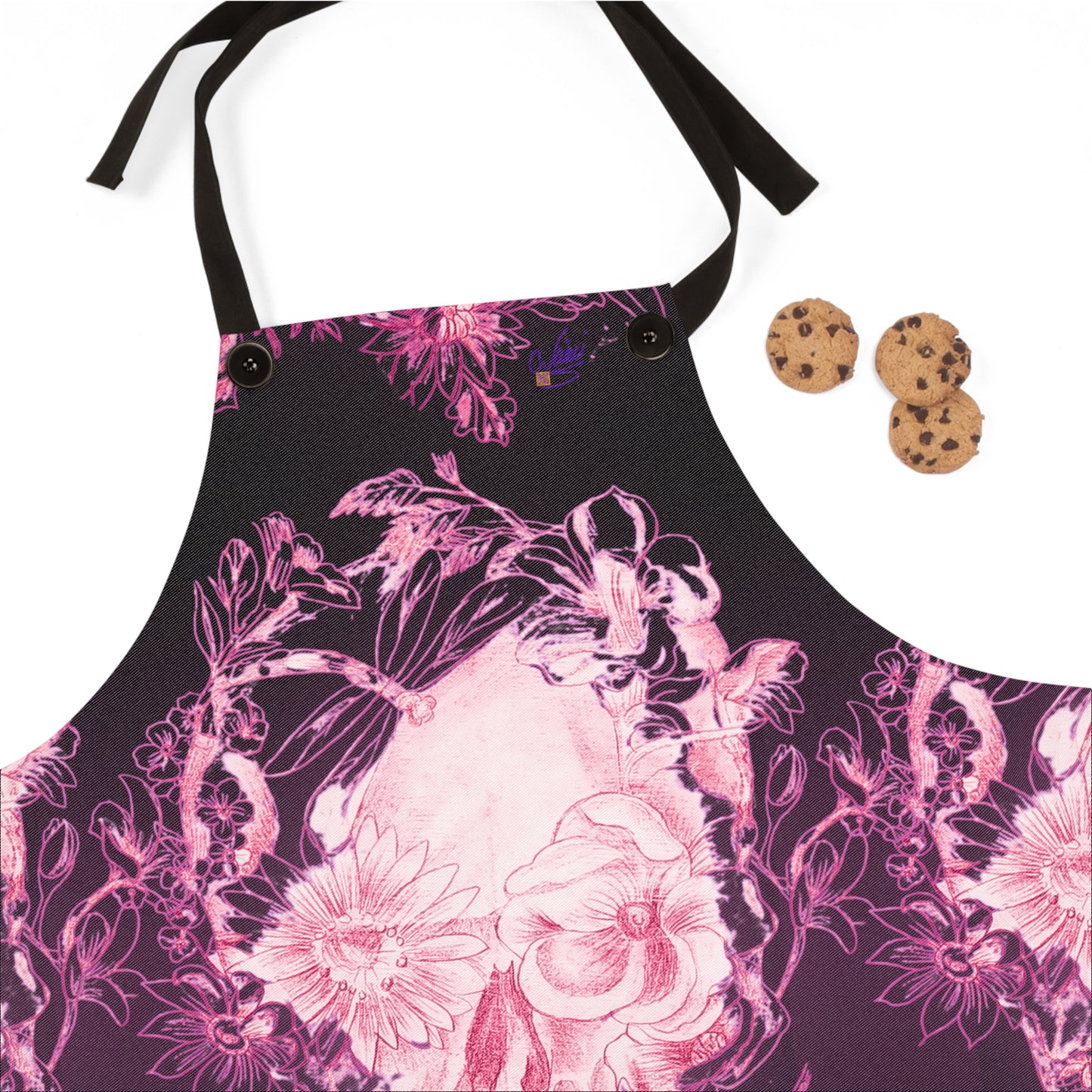Pink Floral Skull Tattoo by Nikki - Apron