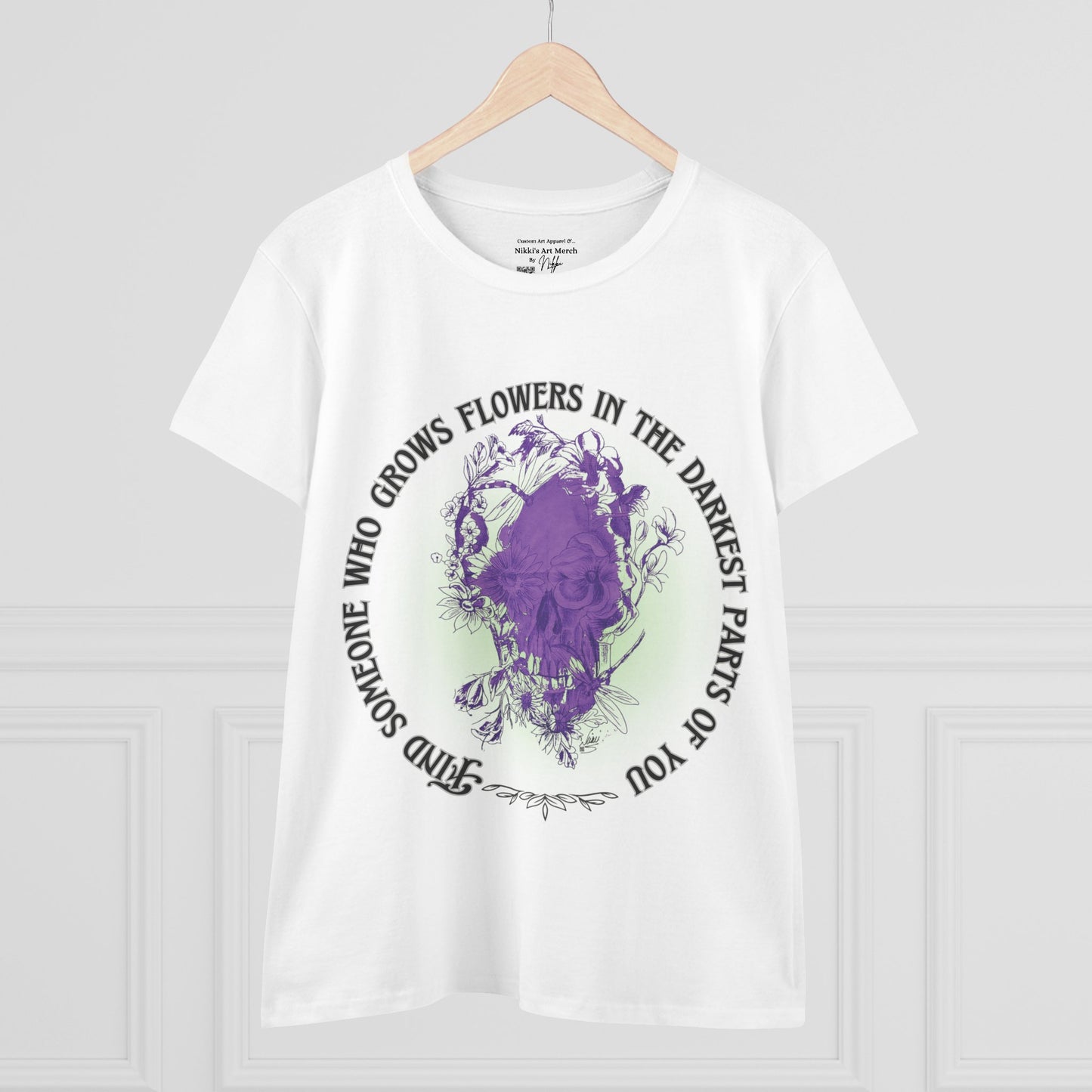 Floral Skull Tattoo Quote T-Shirt by Nikki