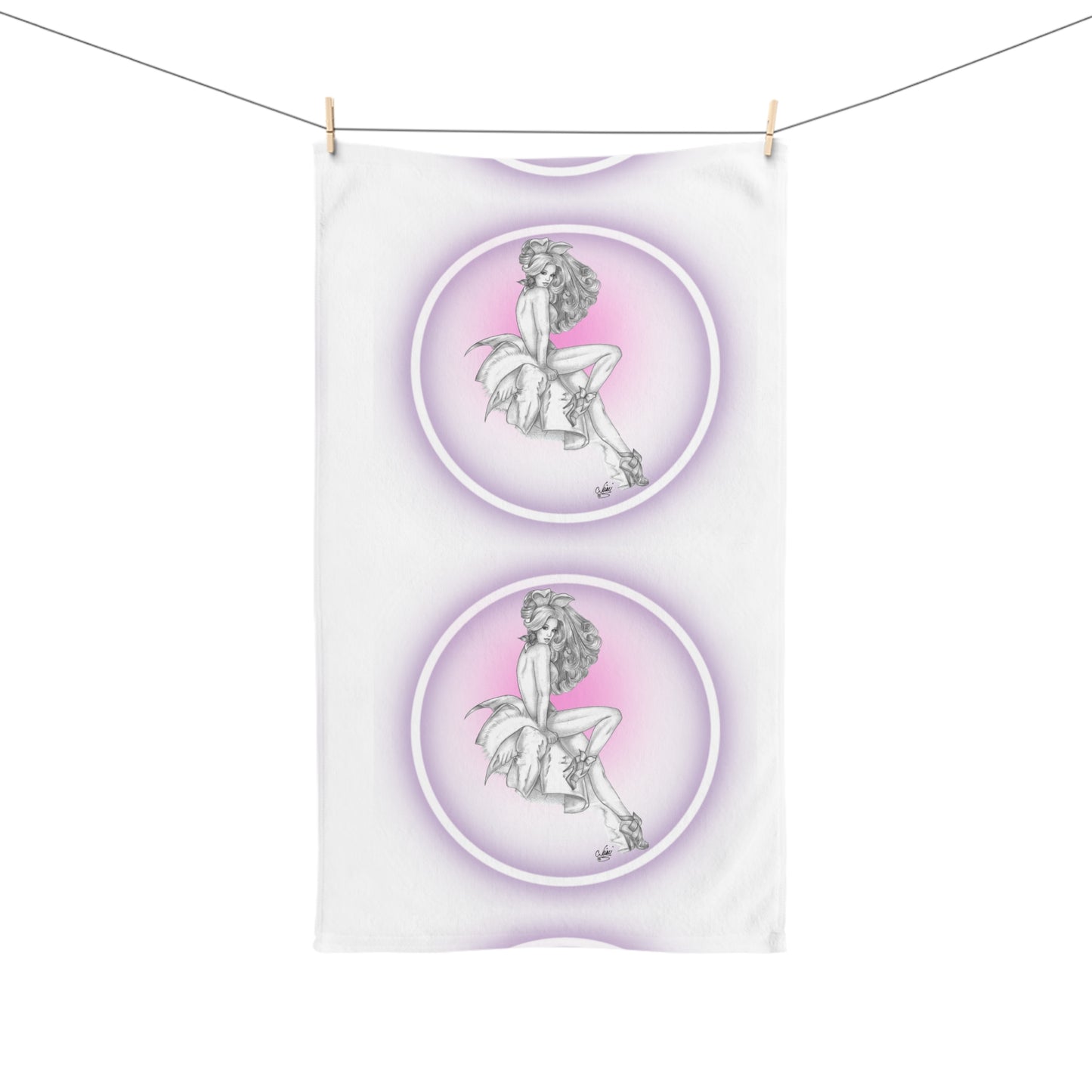 Hand Towel - Pretty Bunny Pin Up by Nikki