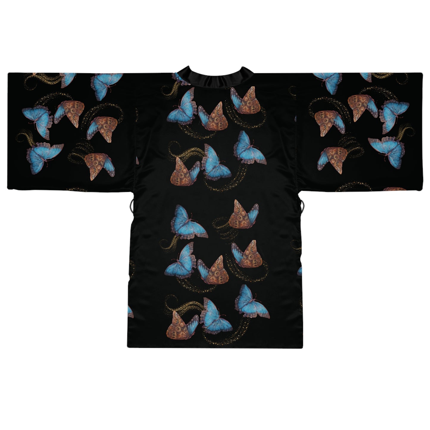 Butterfly Blue Morphis Tattoo by Nikki - Long Sleeve Kimono Robe