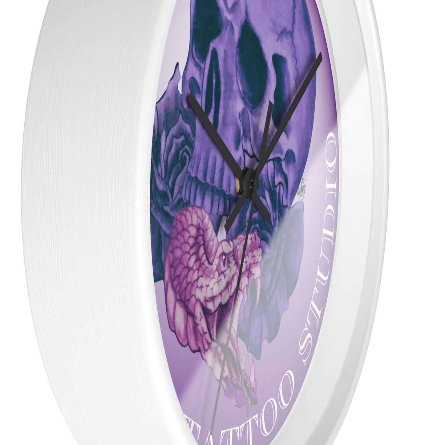 Wall Clock - Nikki's Tattoo Studio Snake and Skull