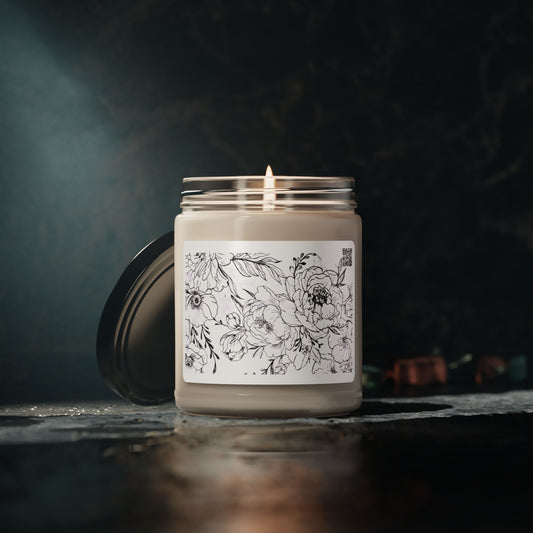 Scented Soy Candle - Nikki's Peony Artwork