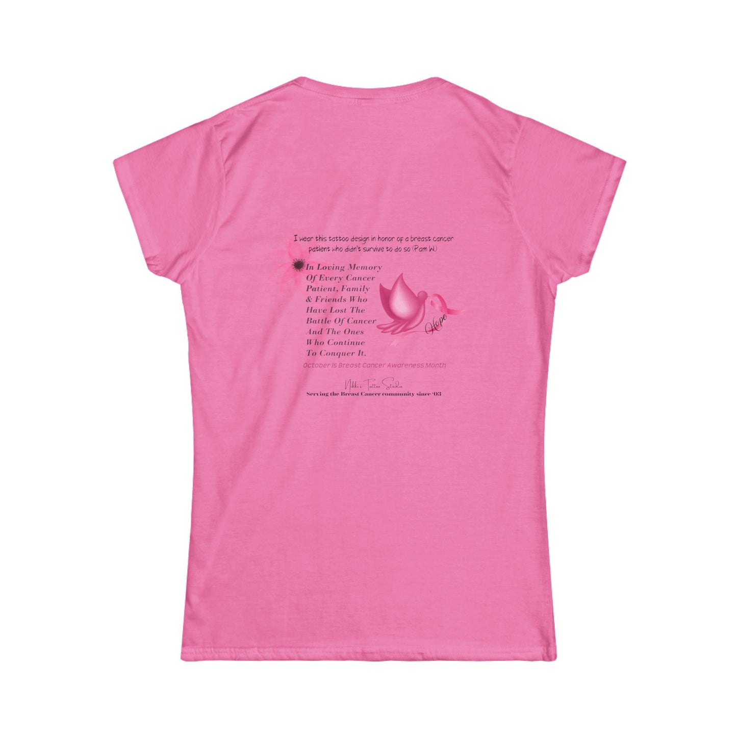T-Shirt - Breast Cancer Awareness Pam W. Tattoo Design Tribute - Artwork by Nikki Thompson