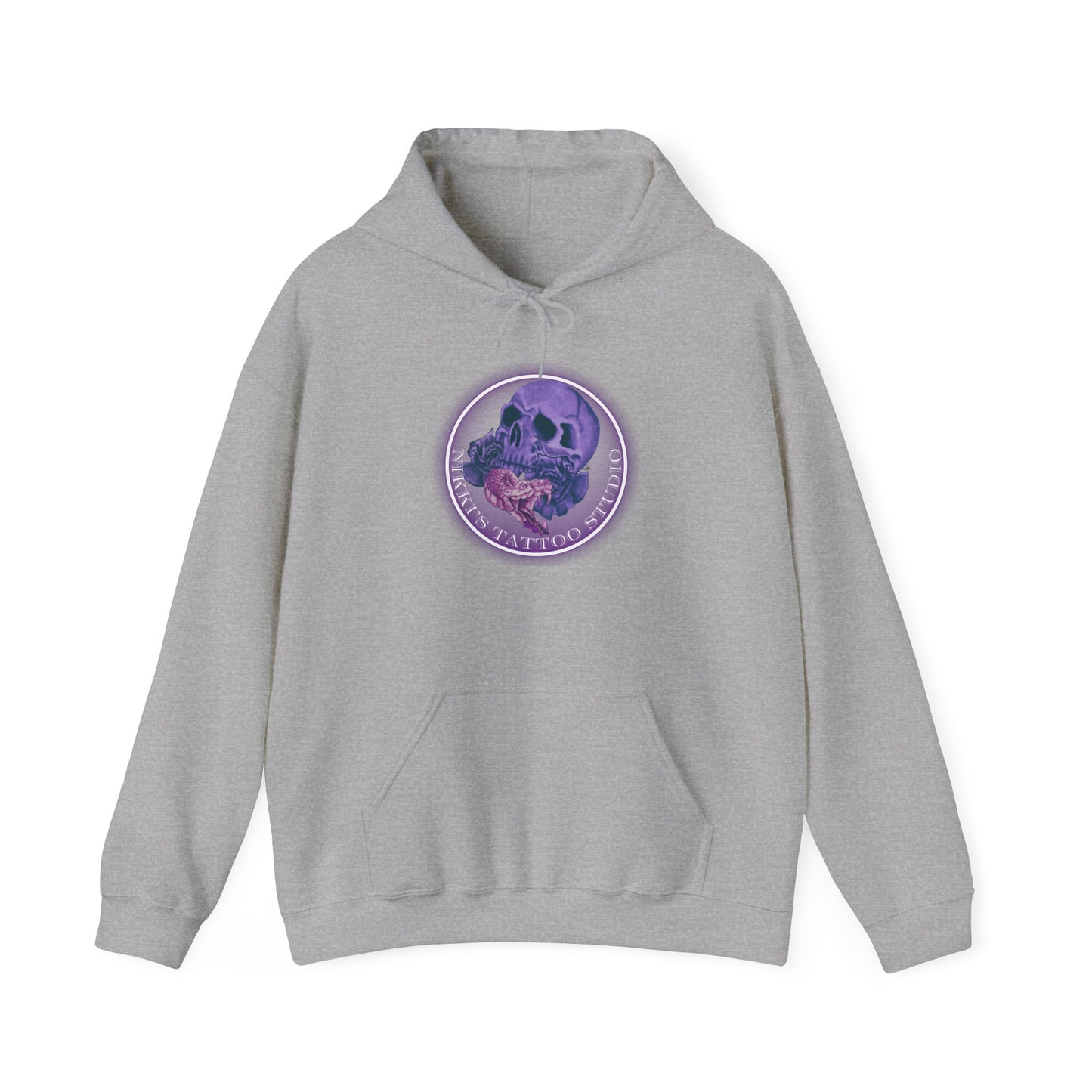 Hooded Sweatshirt - Nikki's Tattoo Studio Snake and Skull by Nikki