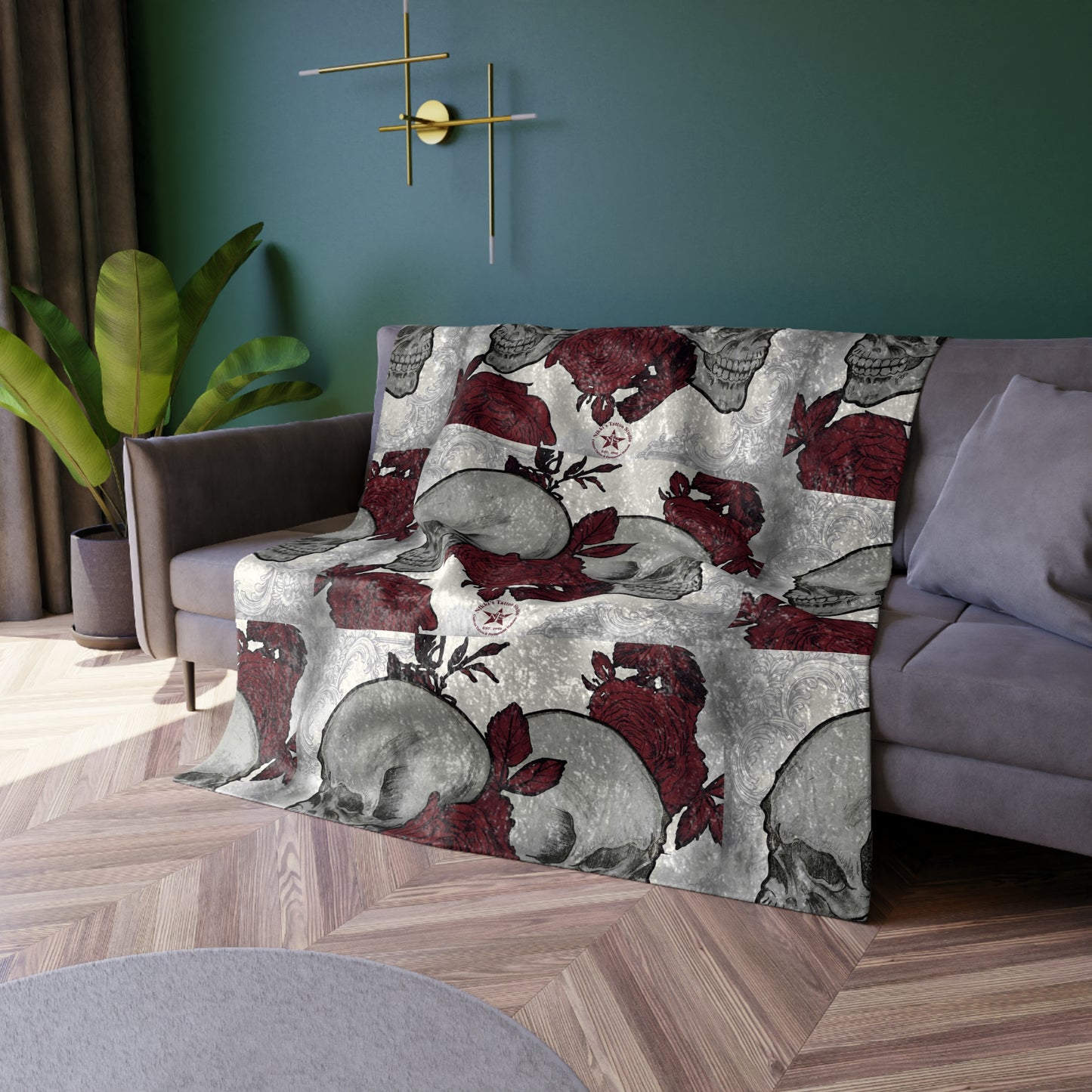 Skulls and Roses Art by Nikki - Crushed Velvet Blanket