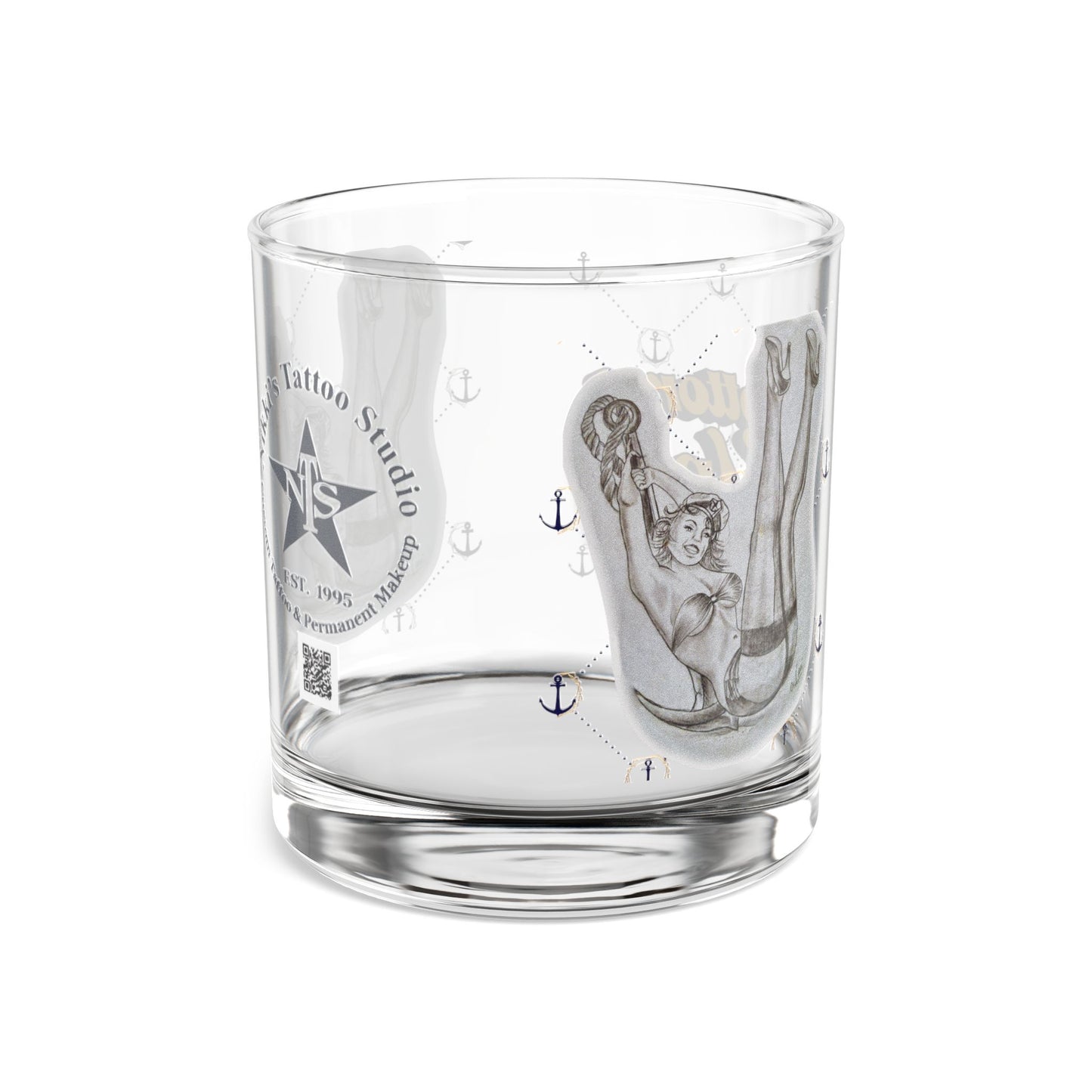 Rocks Glass - Bottom's Up Pin Up Sailor Girl by Nikki
