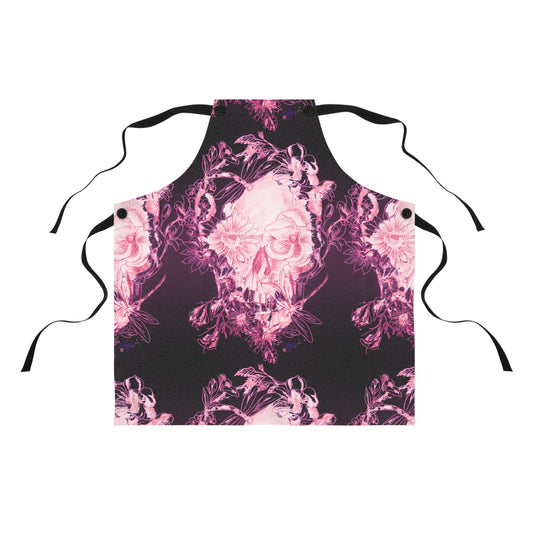 Pink Floral Skull Tattoo by Nikki - Apron
