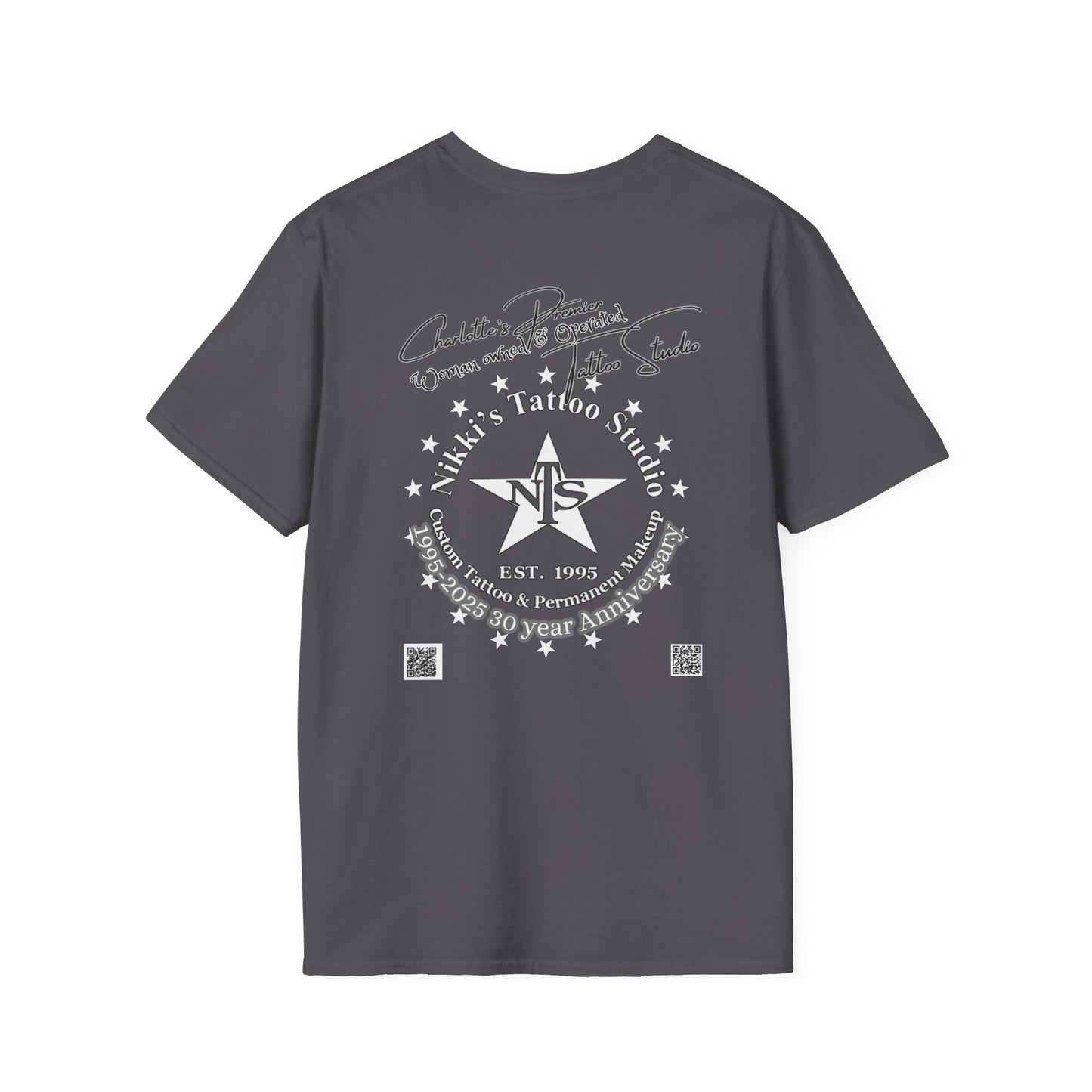 Butterfly Skull Logo Nikkis Tattoo Studio - 30th Anniversary T-Shirt