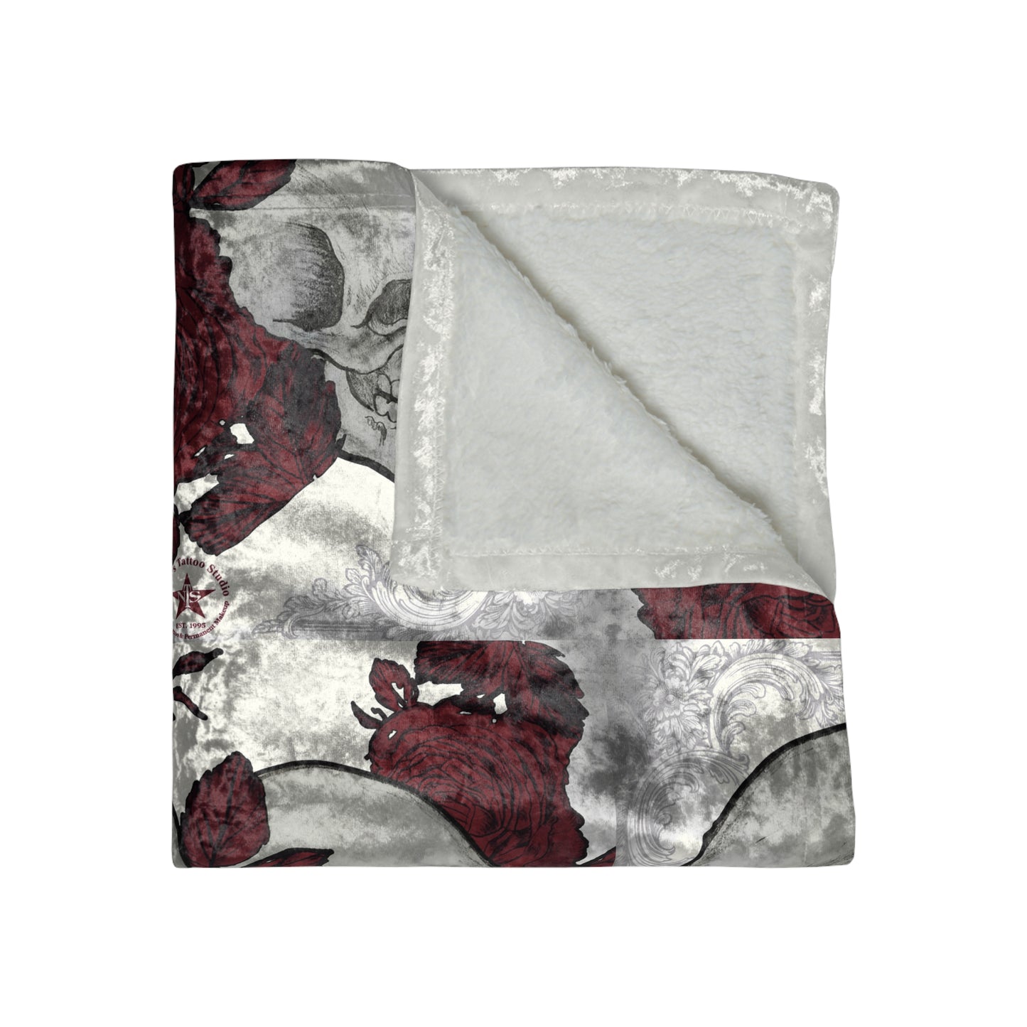 Skulls and Roses Art by Nikki - Crushed Velvet Blanket