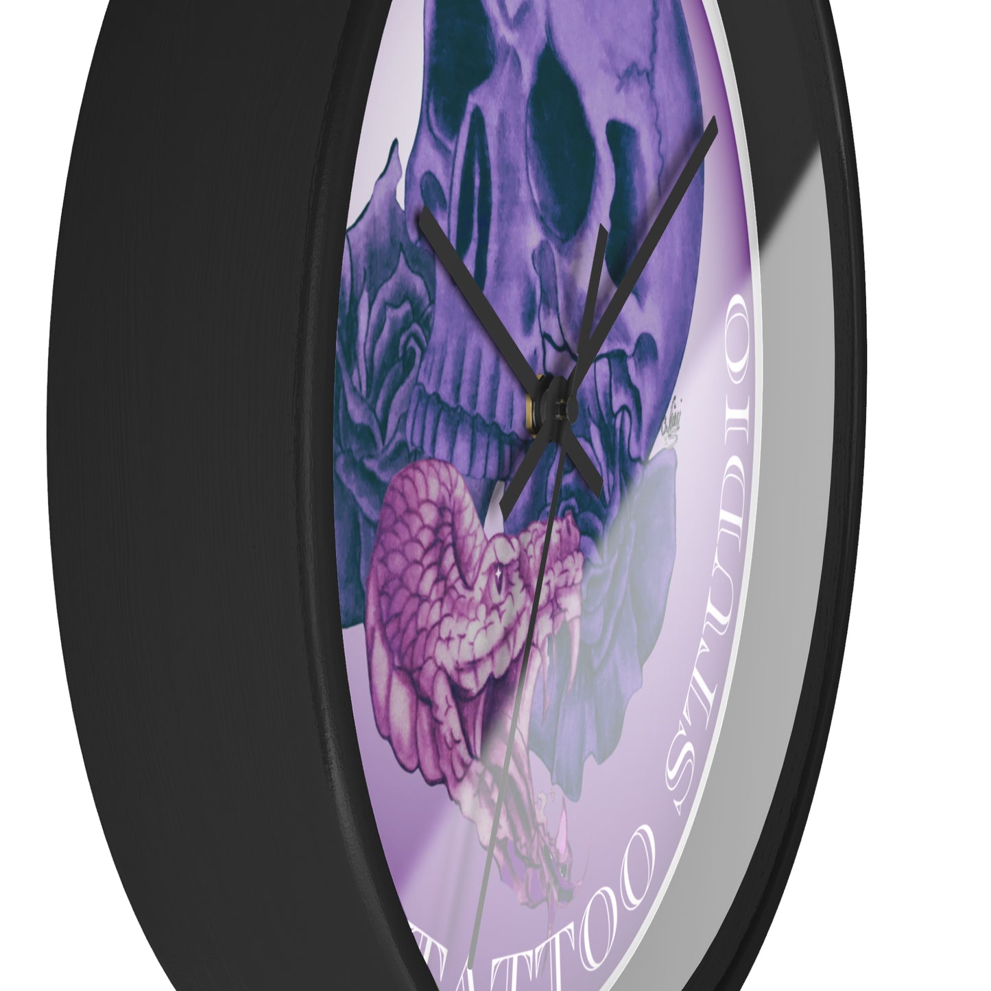 Wall Clock - Nikki's Tattoo Studio Snake and Skull