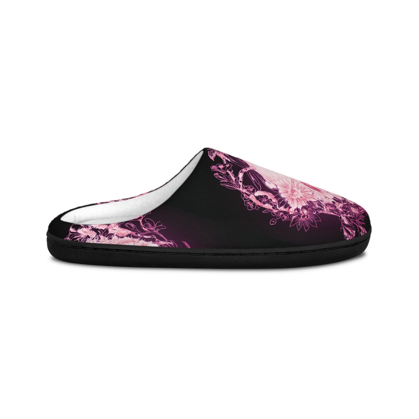 Pink Floral Skull Tattoo by Nikki - House Slippers